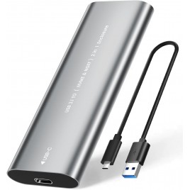 CASE SSD M.2 NVME, Adattatore SSD M2 NVMe USB con Cavo Dati, 10Gbps NVME USB, Doppio Protocollo NVMe/NGFF, Case NVMe in Allumin