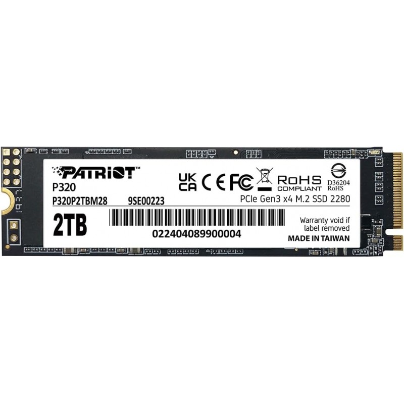 SSD-SOLID STATE Patriot P320 2TB SSD interno - NVMe PCIe Gen 3x4 - M.2 2280 - Unità a stato solido - P320P2TBM28
