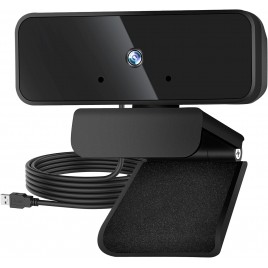 Webcam PC con Microfono, HD 1080P Web Cam con Riduzione Del Rumore e Copriobiettivo, Incorporato 90° Angolo di Visione, Plug & 