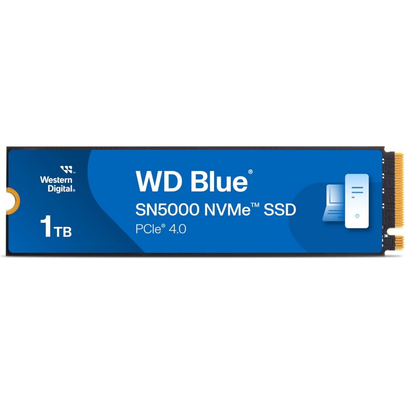 SSD-SOLID STATE WD Blue SN5000 SSD 1TB, M.2 2280 NVMe SSD Interno, PCIe Gen4, velocità fino a 5150 MB/s, Tecnologia nCache 4.0,