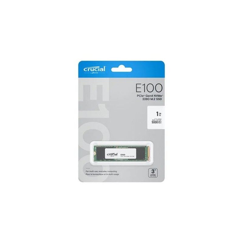 SSD-SOLID STATE DISK M.2(2280) NVME 1000GB (1TB) PCIE3.0X4 CRUCIAL E100 READ:5000MB/S-WRITE:5000MB/S