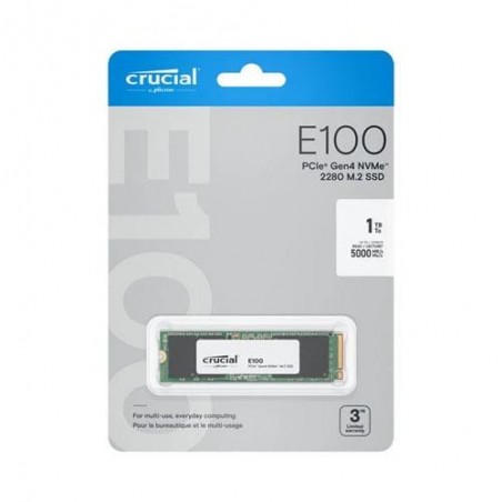 SSD-SOLID STATE DISK M.2(2280) NVME 1000GB (1TB) PCIE3.0X4 CRUCIAL E100 READ:5000MB/S-WRITE:5000MB/S