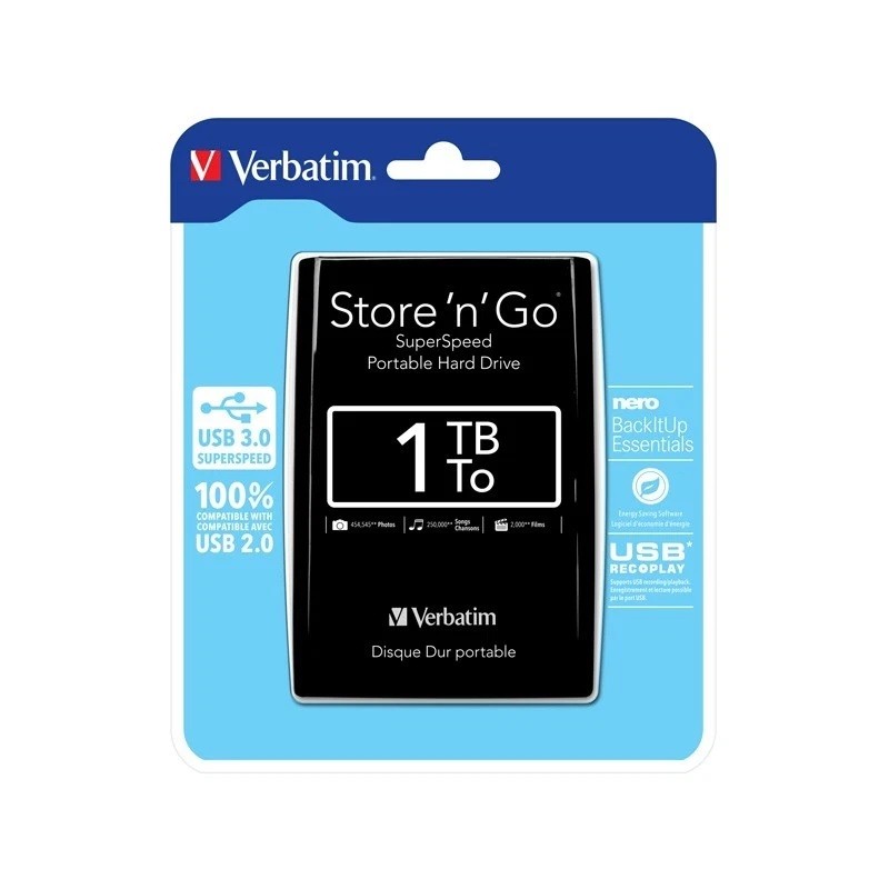 HDD 2.5" 1TB USB 2.0/3.0 VERBATIM AUTOALIMENTATO