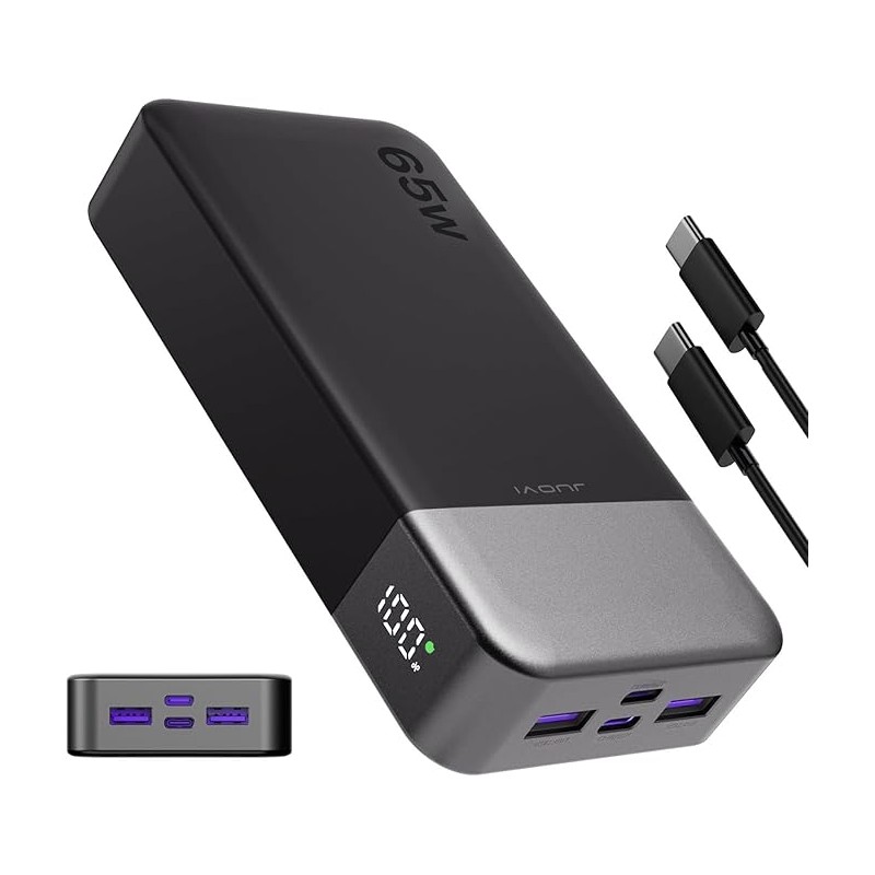 POWERBANK (NUOVO) 65W PER NOTEBOOK  20000mAh NERO MOD J2931 2xTYPE C + 2xUSB A