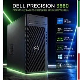 PC DELL 3660 PRECISION (USATO) INTEL I7-12700 - SVGA RTX 5060 8GB DDR7- 32GB RAM DDR5 - SSD 1TB NVME - USB3,0 - Windows 11 P