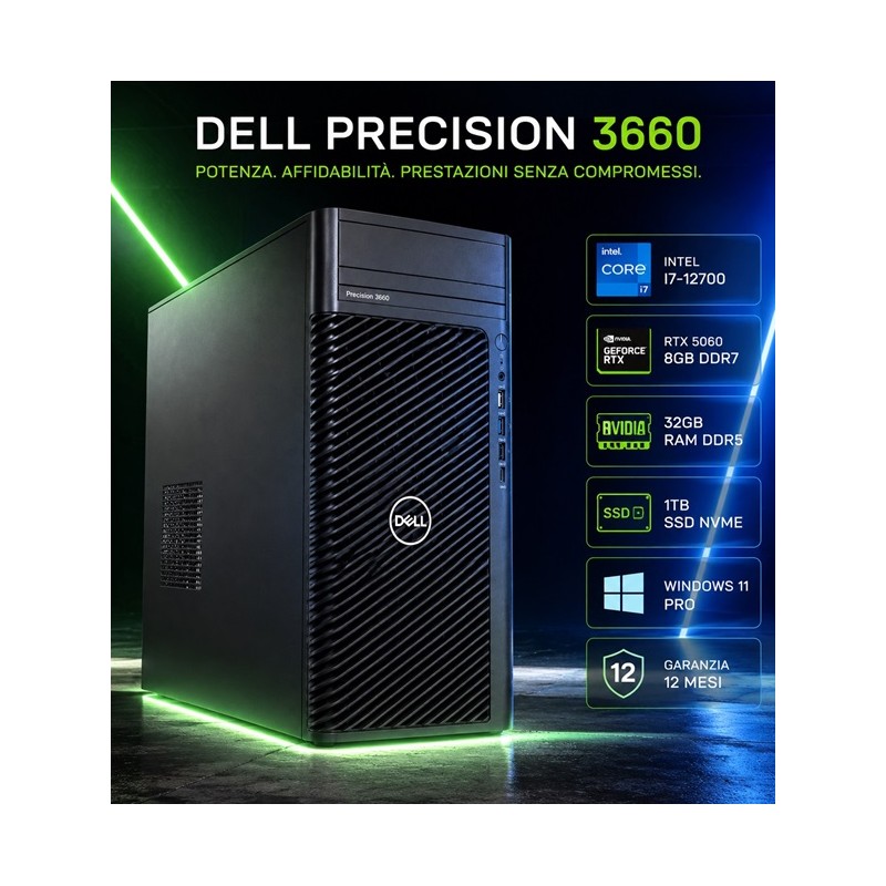 PC DELL 3660 PRECISION (USATO) INTEL I7-12700 - SVGA RTX 5060 8GB DDR7- 32GB RAM DDR5 - SSD 1TB NVME - USB3,0 - Windows 11 P PC DELL 3660 PRECISION (USATO) INTEL I7-12700 - SVGA RTX 5060 8GB DDR7- 32GB RAM DDR5 - SSD 1TB NVME - USB3,0 - Windows 11 P